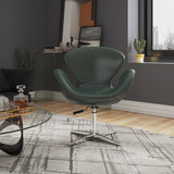 Raspberry Faux Leather Adjustable Swivel Chair in Forest Green and Polished Chrome by Manhattan Comfort at Eve Furniture