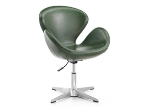 Raspberry Faux Leather Adjustable Swivel Chair in Forest Green and Polished Chrome by Manhattan Comfort at Eve Furniture