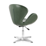 Raspberry Faux Leather Adjustable Swivel Chair in Forest Green and Polished Chrome (set of 2) by Manhattan Comfort at Eve Furniture