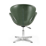 Raspberry Faux Leather Adjustable Swivel Chair in Forest Green and Polished Chrome (set of 2) by Manhattan Comfort at Eve Furniture