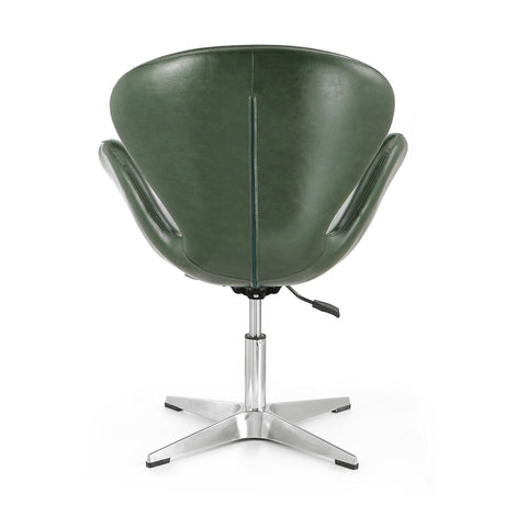 Raspberry Faux Leather Adjustable Swivel Chair in Forest Green and Polished Chrome (set of 2) by Manhattan Comfort at Eve Furniture