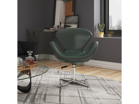 Raspberry Faux Leather Adjustable Swivel Chair in Forest Green and Polished Chrome (set of 2) by Manhattan Comfort at Eve Furniture