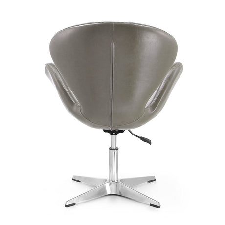 Raspberry Faux Leather Adjustable Swivel Chair in Pebble and Polished Chrome by Manhattan Comfort at Eve Furniture