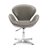 Raspberry Faux Leather Adjustable Swivel Chair in Pebble and Polished Chrome (set of 2) by Manhattan Comfort at Eve Furniture