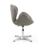Raspberry Faux Leather Adjustable Swivel Chair in Pebble and Polished Chrome (set of 2) by Manhattan Comfort at Eve Furniture