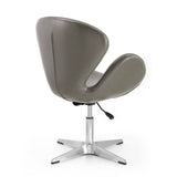 Raspberry Faux Leather Adjustable Swivel Chair in Pebble and Polished Chrome (set of 2) by Manhattan Comfort at Eve Furniture