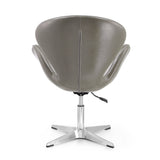 Raspberry Faux Leather Adjustable Swivel Chair in Pebble and Polished Chrome (set of 2) by Manhattan Comfort at Eve Furniture