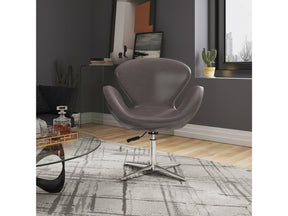 Raspberry Faux Leather Adjustable Swivel Chair in Pebble and Polished Chrome (set of 2) by Manhattan Comfort at Eve Furniture