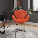 Raspberry Faux Leather Adjustable Swivel Chair in Tangerine and Polished Chrome by Manhattan Comfort at Eve Furniture