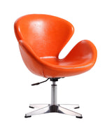 Raspberry Faux Leather Adjustable Swivel Chair in Tangerine and Polished Chrome (set of 2) by Manhattan Comfort at Eve Furniture