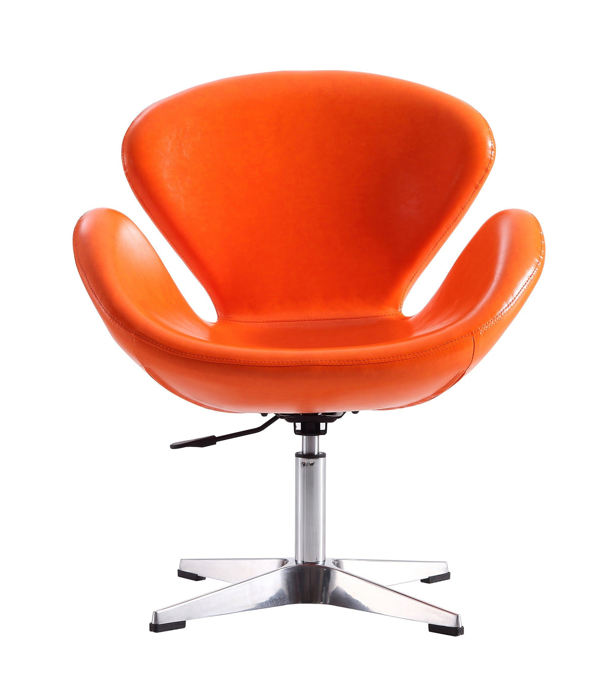 Raspberry Faux Leather Adjustable Swivel Chair in Tangerine and Polished Chrome (set of 2) by Manhattan Comfort at Eve Furniture