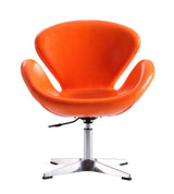 Raspberry Faux Leather Adjustable Swivel Chair in Tangerine and Polished Chrome (set of 2) by Manhattan Comfort at Eve Furniture