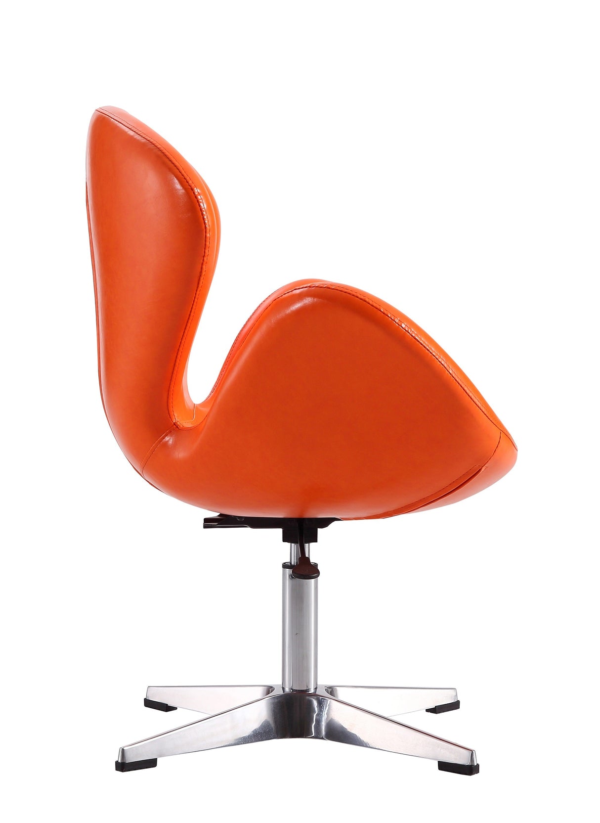 Raspberry Faux Leather Adjustable Swivel Chair in Tangerine and Polished Chrome (set of 2) by Manhattan Comfort at Eve Furniture