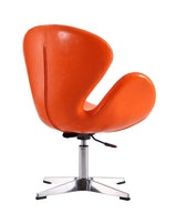 Raspberry Faux Leather Adjustable Swivel Chair in Tangerine and Polished Chrome (set of 2) by Manhattan Comfort at Eve Furniture