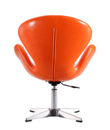 Raspberry Faux Leather Adjustable Swivel Chair in Tangerine and Polished Chrome (set of 2) by Manhattan Comfort at Eve Furniture