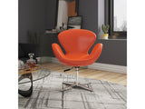 Raspberry Faux Leather Adjustable Swivel Chair in Tangerine and Polished Chrome (set of 2) by Manhattan Comfort at Eve Furniture