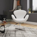 Raspberry Faux Leather Adjustable Swivel Chair in White and Polished Chrome by Manhattan Comfort at Eve Furniture
