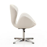 Raspberry Faux Leather Adjustable Swivel Chair in White and Polished Chrome by Manhattan Comfort at Eve Furniture