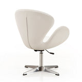 Raspberry Faux Leather Adjustable Swivel Chair in White and Polished Chrome by Manhattan Comfort at Eve Furniture