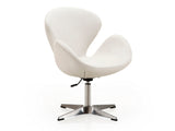 Raspberry Faux Leather Adjustable Swivel Chair in White and Polished Chrome by Manhattan Comfort at Eve Furniture