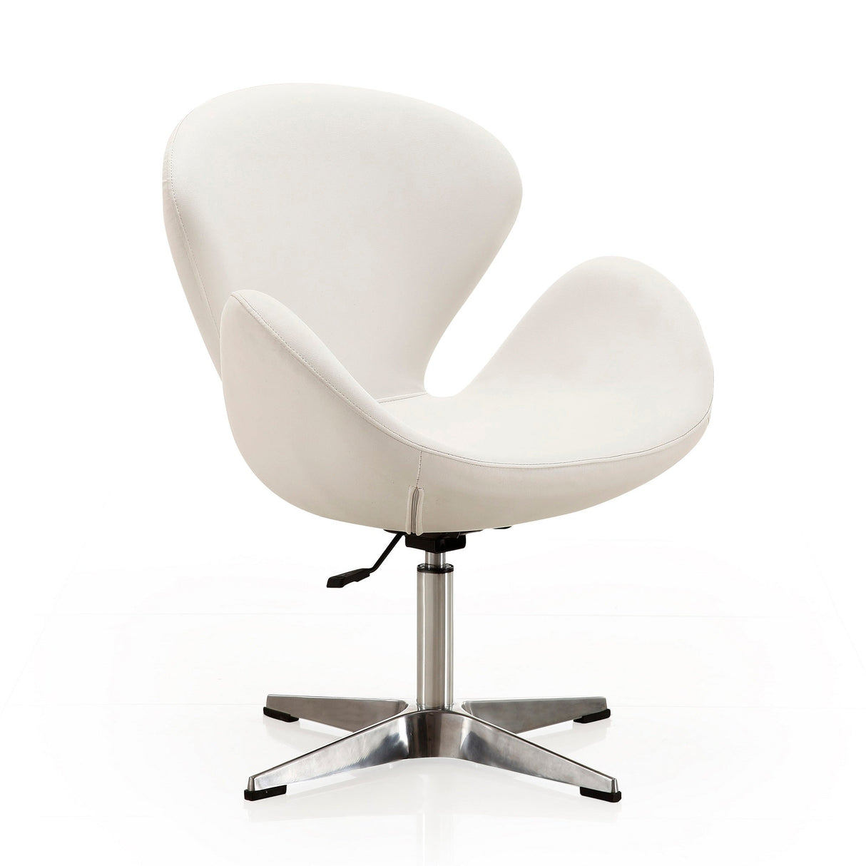 Raspberry Faux Leather Adjustable Swivel Chair in White and Polished Chrome (set of 2) by Manhattan Comfort at Eve Furniture