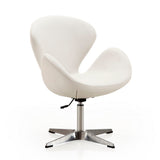 Raspberry Faux Leather Adjustable Swivel Chair in White and Polished Chrome (set of 2) by Manhattan Comfort at Eve Furniture