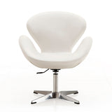 Raspberry Faux Leather Adjustable Swivel Chair in White and Polished Chrome (set of 2) by Manhattan Comfort at Eve Furniture
