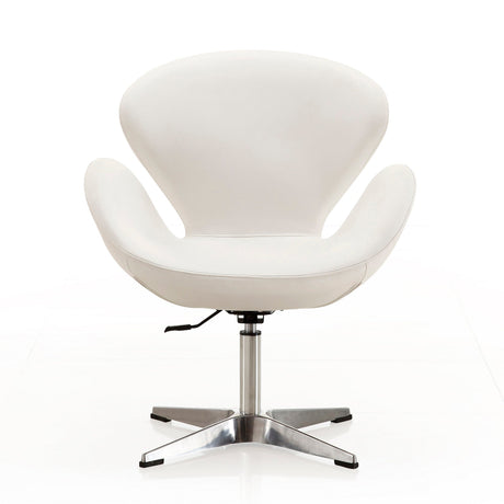Raspberry Faux Leather Adjustable Swivel Chair in White and Polished Chrome (set of 2) by Manhattan Comfort at Eve Furniture