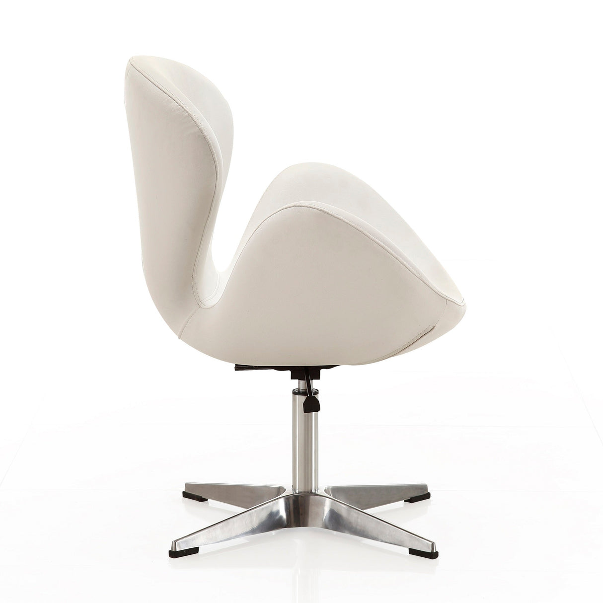 Raspberry Faux Leather Adjustable Swivel Chair in White and Polished Chrome (set of 2) by Manhattan Comfort at Eve Furniture