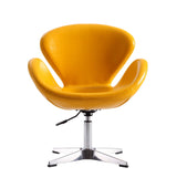 Raspberry Faux Leather Adjustable Swivel Chair in Yellow and Polished Chrome by Manhattan Comfort at Eve Furniture