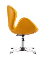 Raspberry Faux Leather Adjustable Swivel Chair in Yellow and Polished Chrome (set of 2) by Manhattan Comfort at Eve Furniture