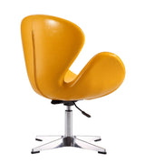 Raspberry Faux Leather Adjustable Swivel Chair in Yellow and Polished Chrome (set of 2) by Manhattan Comfort at Eve Furniture
