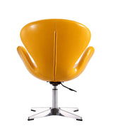 Raspberry Faux Leather Adjustable Swivel Chair in Yellow and Polished Chrome (set of 2) by Manhattan Comfort at Eve Furniture