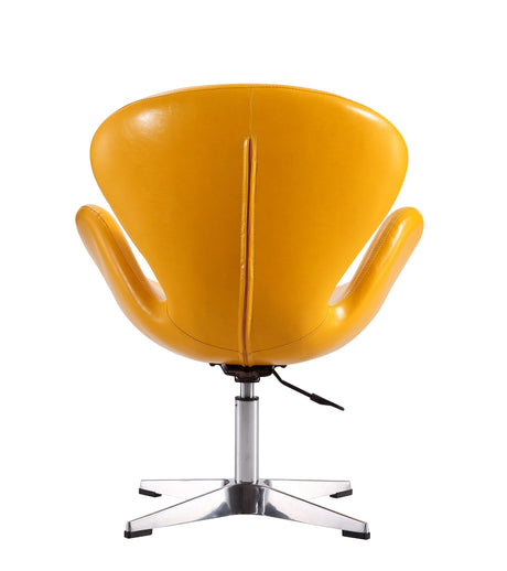 Raspberry Faux Leather Adjustable Swivel Chair in Yellow and Polished Chrome (set of 2) by Manhattan Comfort at Eve Furniture