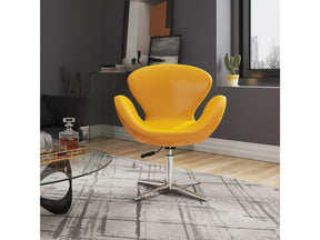 Raspberry Faux Leather Adjustable Swivel Chair in Yellow and Polished Chrome (set of 2) by Manhattan Comfort at Eve Furniture