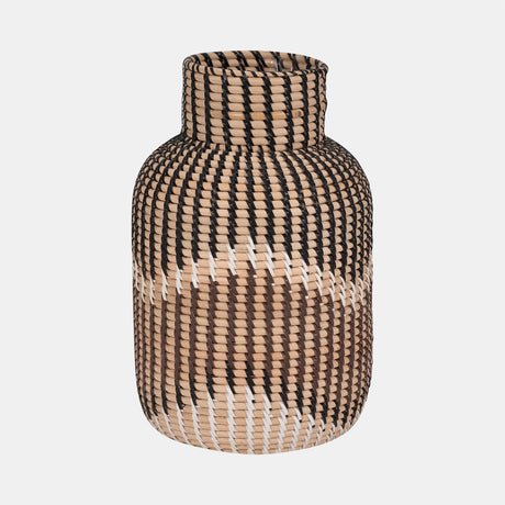 Rattan, 13"h Woven Vase, Multi