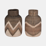 Rattan, 13"h Woven Vase, Multi