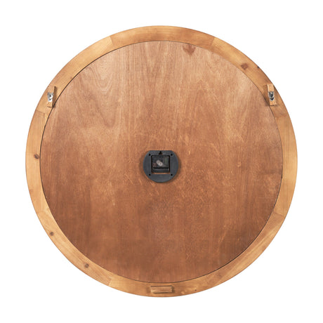 Raul Medium Brown Wood W/ Silver Metal Wall Clock by Mercana at Eve Furniture