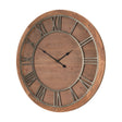 Raul Medium Brown Wood W/ Silver Metal Wall Clock by Mercana at Eve Furniture