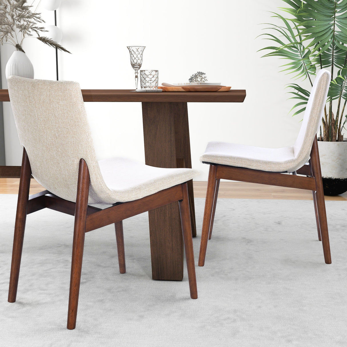 Ravel Beige Fabric Dining Chair Set of 2 by Ashcroft Imports at Eve Furniture