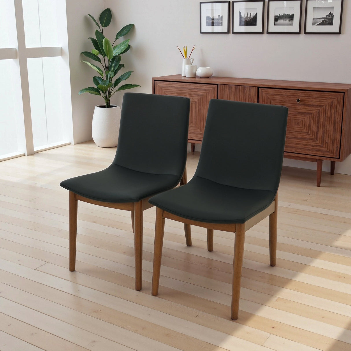 Ravel Easy-Clean Vegan Leather Mid-Century Modern Dining Chairs (Set of 2) by Ashcroft Furniture at Eve Furniture