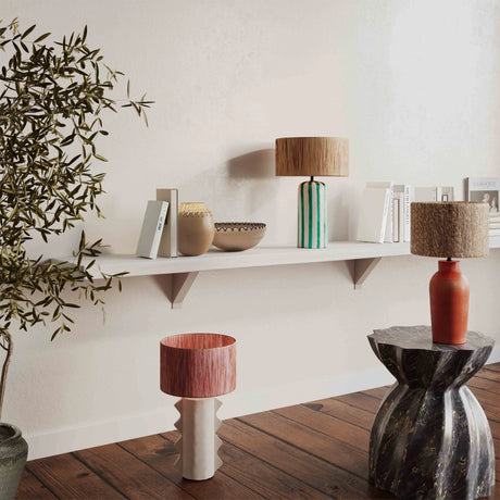 Ravello Green Striped Papier Mache Table Lamp by TOV Furniture at Eve Furniture