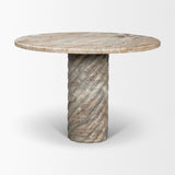 Ravello 42" Pink Marble Swirl Pedestal Base Round Dining Table by Mercana at Eve Furniture