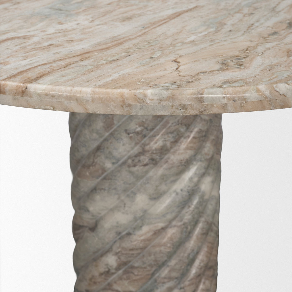 Ravello 42" Pink Marble Swirl Pedestal Base Round Dining Table by Mercana at Eve Furniture