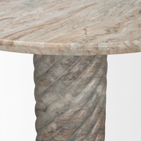 Ravello Pink Marble Swirl Pedestal Base Round Dining Table by Mercana at Eve Furniture