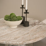 Ravello 42" Pink Marble Swirl Pedestal Base Round Dining Table by Mercana at Eve Furniture