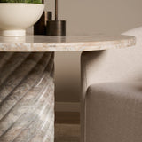 Ravello 42" Pink Marble Swirl Pedestal Base Round Dining Table by Mercana at Eve Furniture
