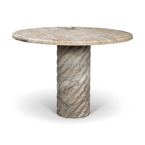 Ravello 42" Pink Marble Swirl Pedestal Base Round Dining Table by Mercana at Eve Furniture