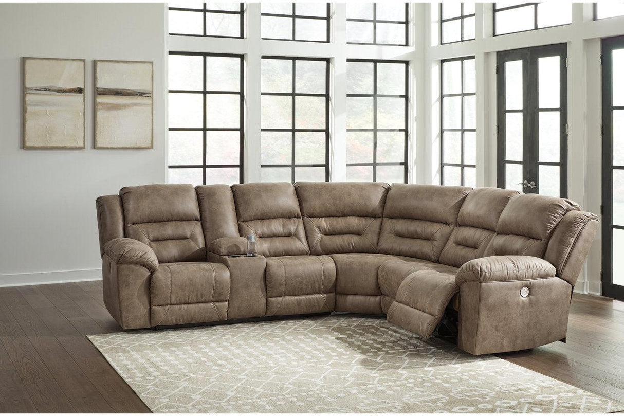 Ravenel Fossil 3-Piece Power Reclining Sectional by Ashley at Eve Furniture