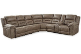 Ravenel Fossil 4-Piece Power Reclining Sectional by Ashley at Eve Furniture